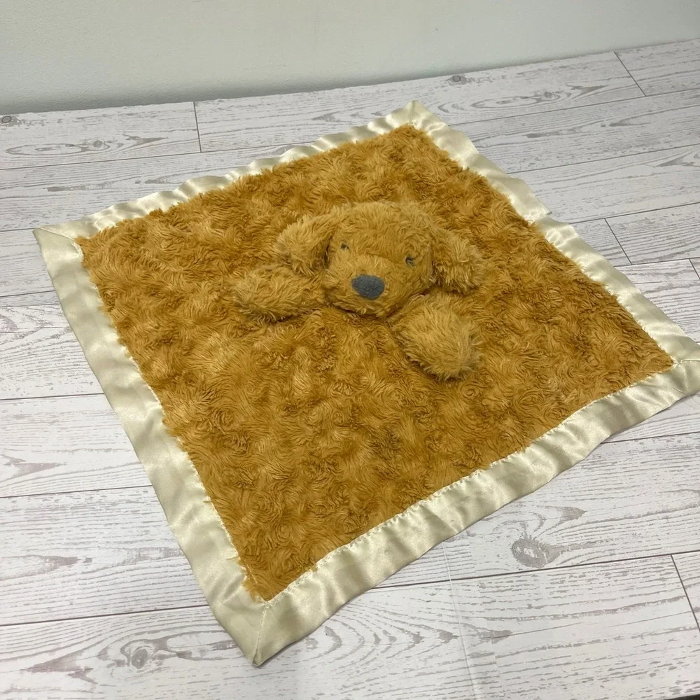 Cloud Island Brown Puppy Dog Plush Baby Security Blanket Satin Trim FAIR